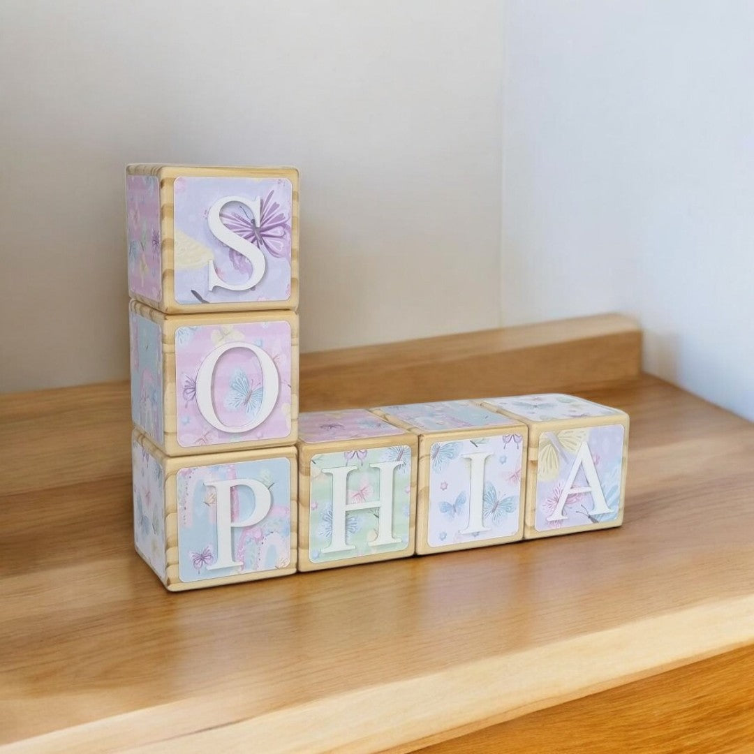 NAME BLOCKS - PASTEL BUTTERFLIES