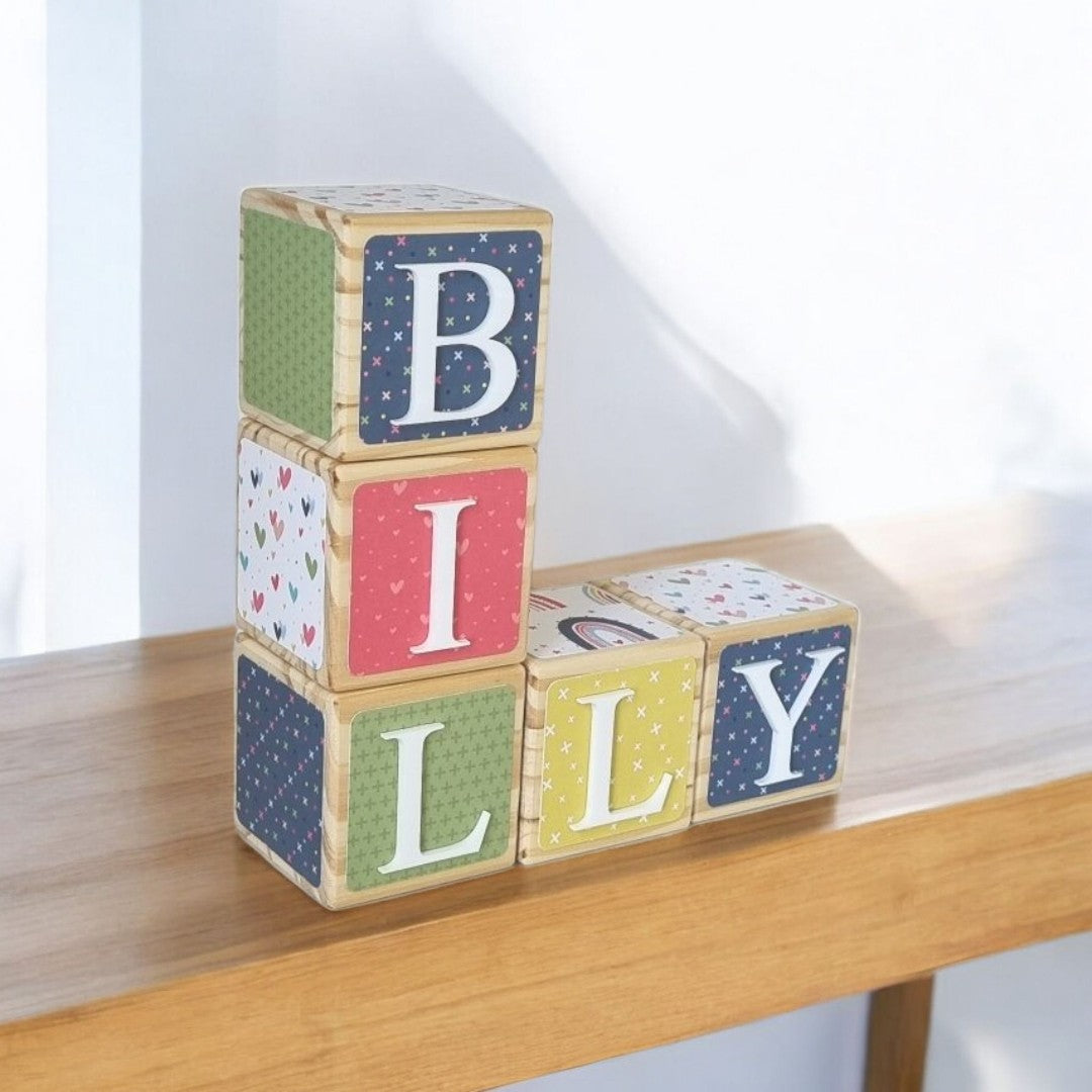 NAME BLOCKS - HEARTS & RAINBOWS