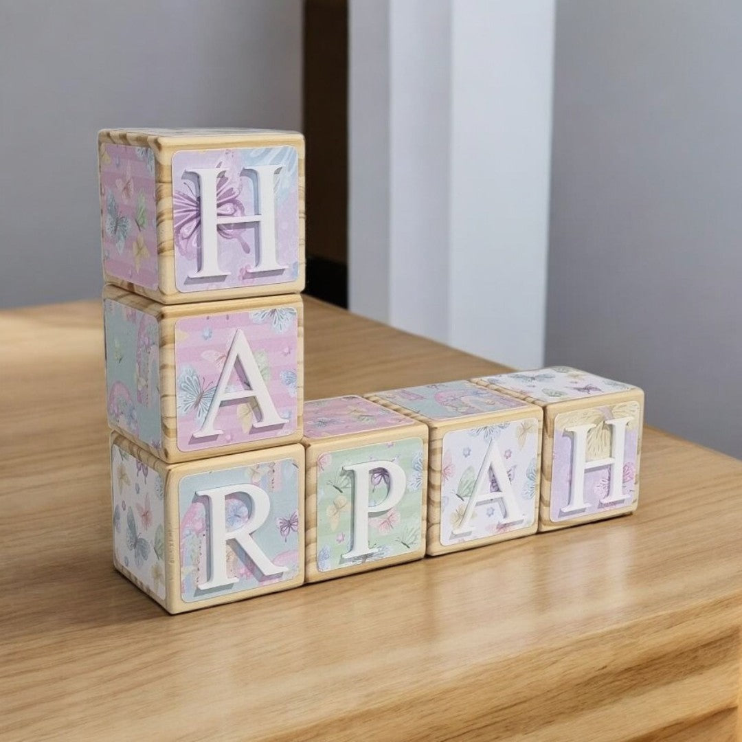 NAME BLOCKS - PASTEL BUTTERFLIES