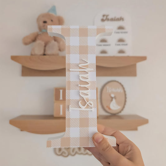 20cm FREESTANDING LETTER - DARK GINGHAM