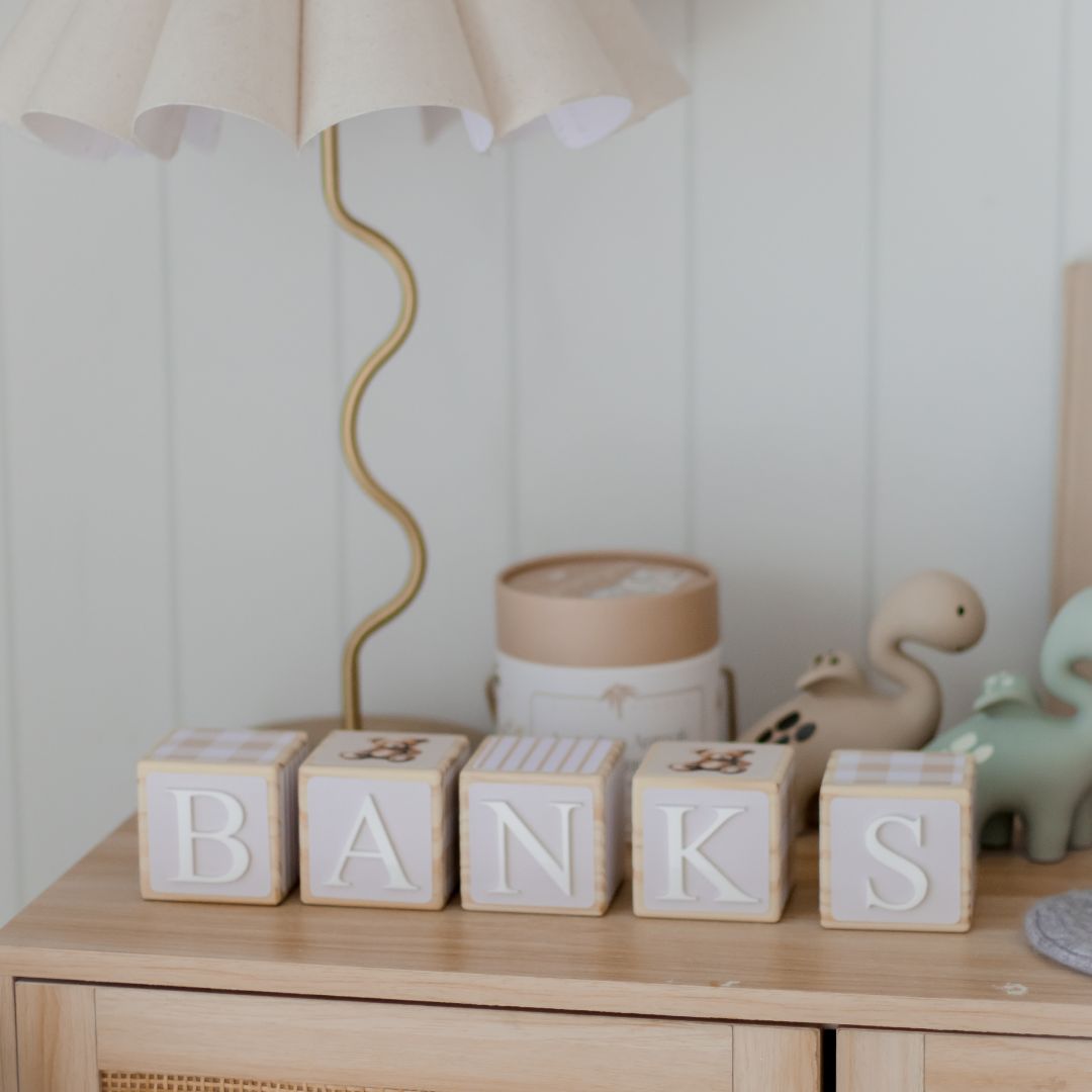 NAME BLOCKS - BEAR & BEIGE