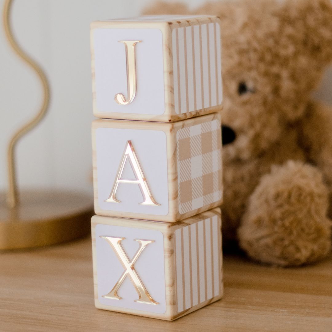 NAME BLOCKS - BEAR & BEIGE
