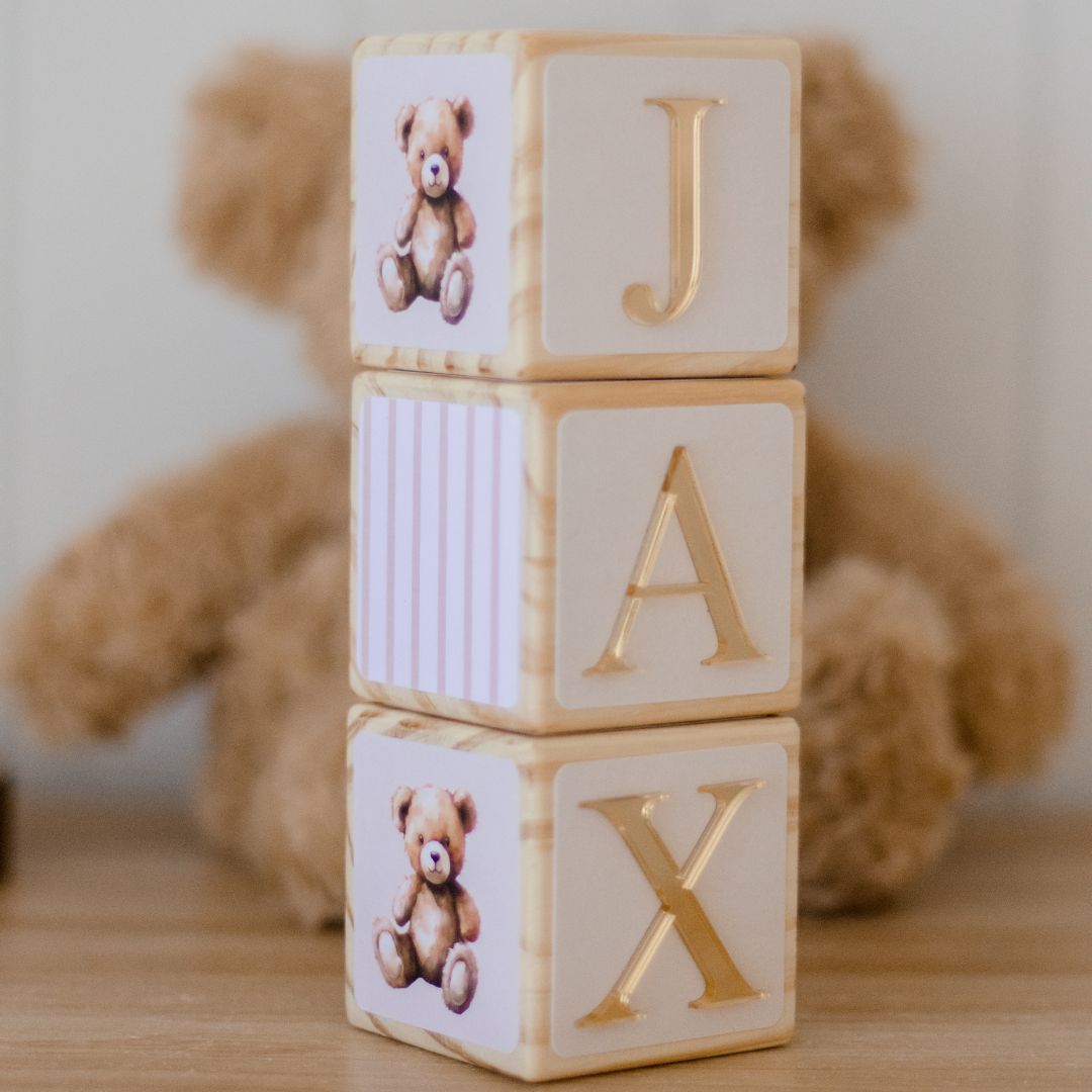 NAME BLOCKS - BEAR & BEIGE