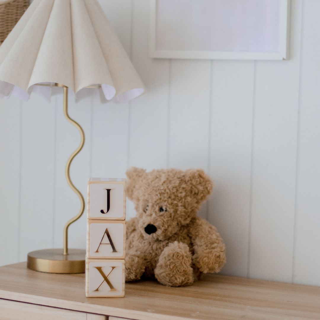 NAME BLOCKS - BEAR & BEIGE