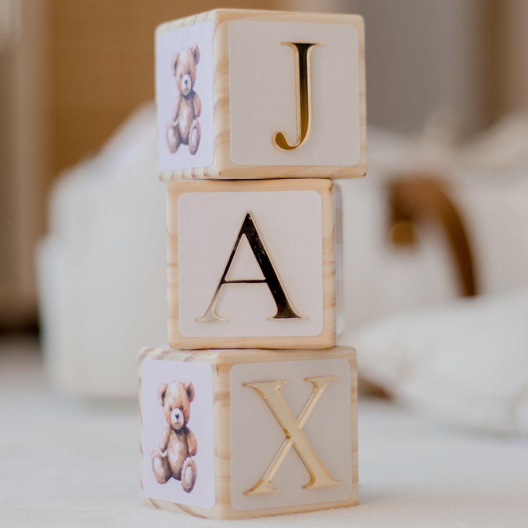 NAME BLOCKS - BEAR & BEIGE