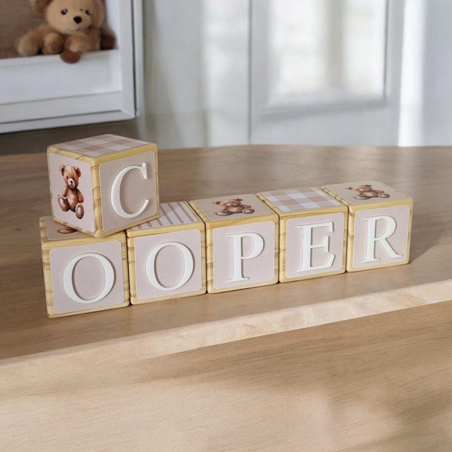 NAME BLOCKS - BEAR & BEIGE