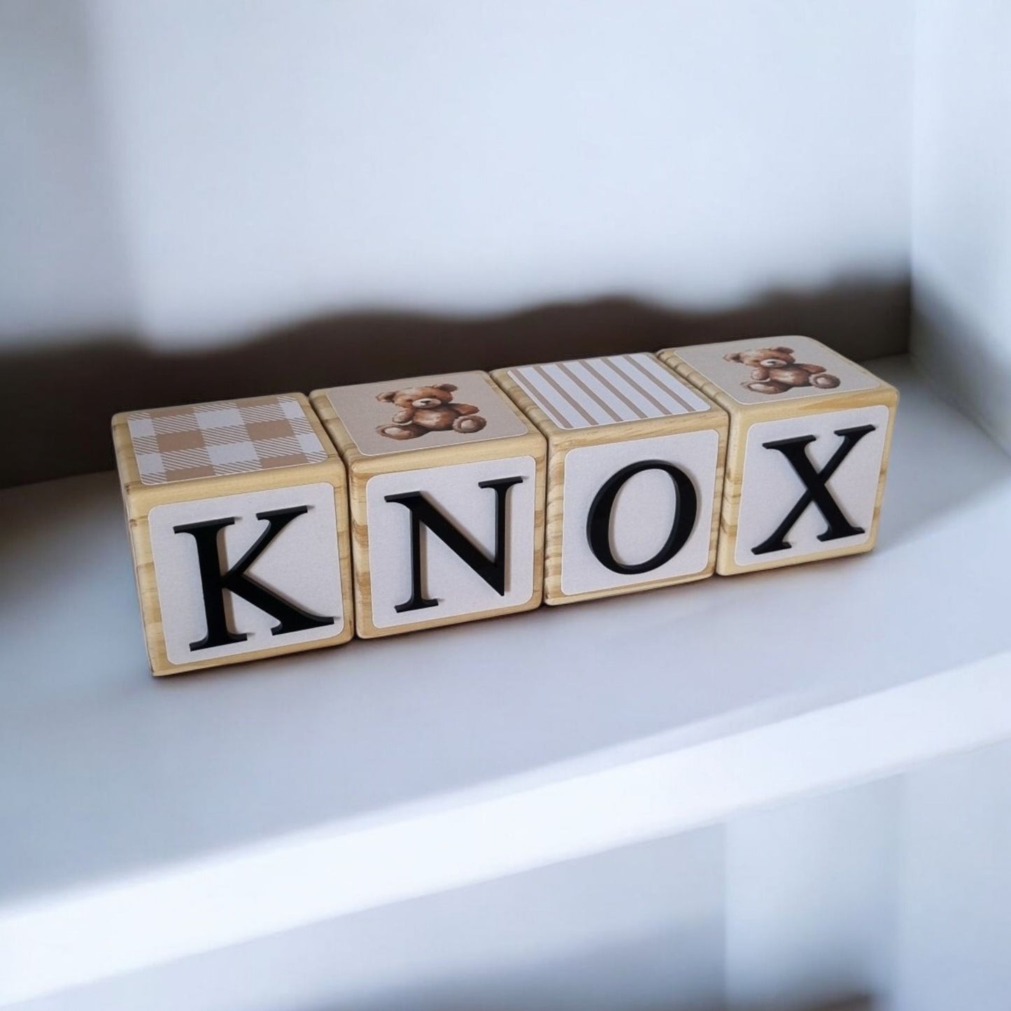 NAME BLOCKS - BEAR & BEIGE