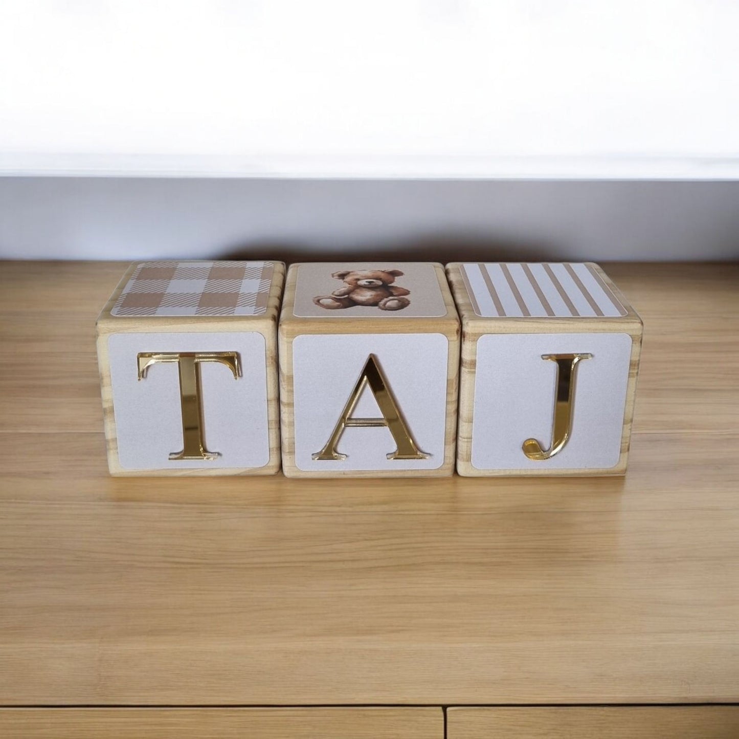 NAME BLOCKS - BEAR & BEIGE