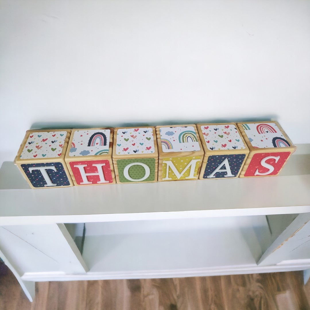 NAME BLOCKS - HEARTS & RAINBOWS
