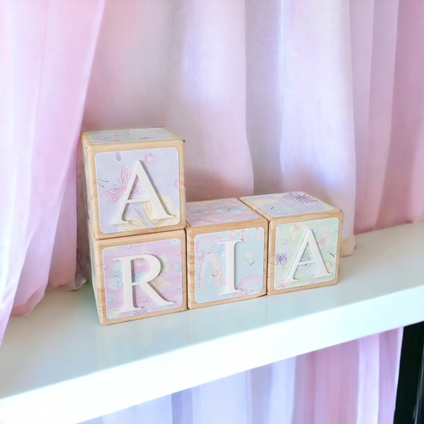 NAME BLOCKS - PASTEL BUTTERFLIES