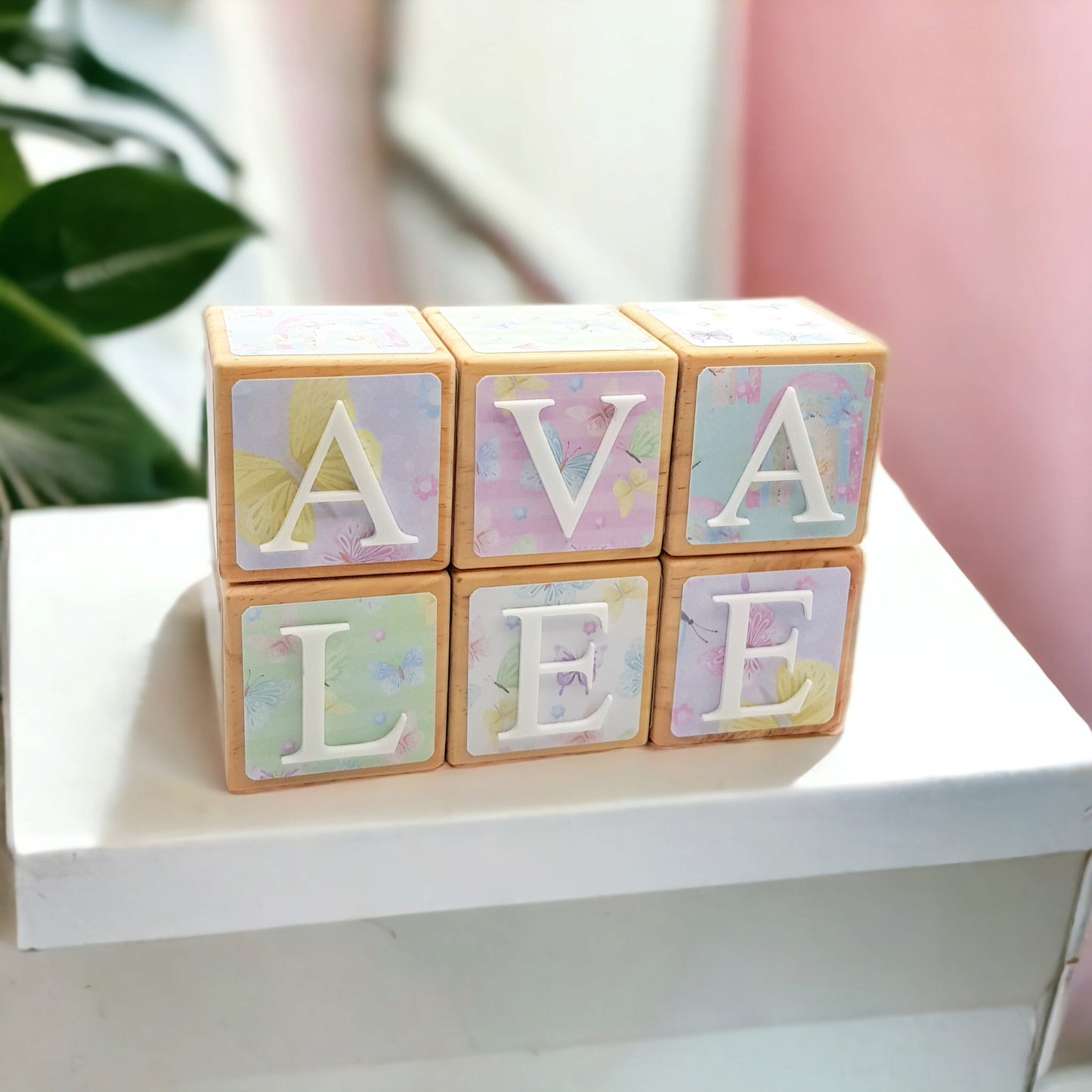 NAME BLOCKS - PASTEL BUTTERFLIES