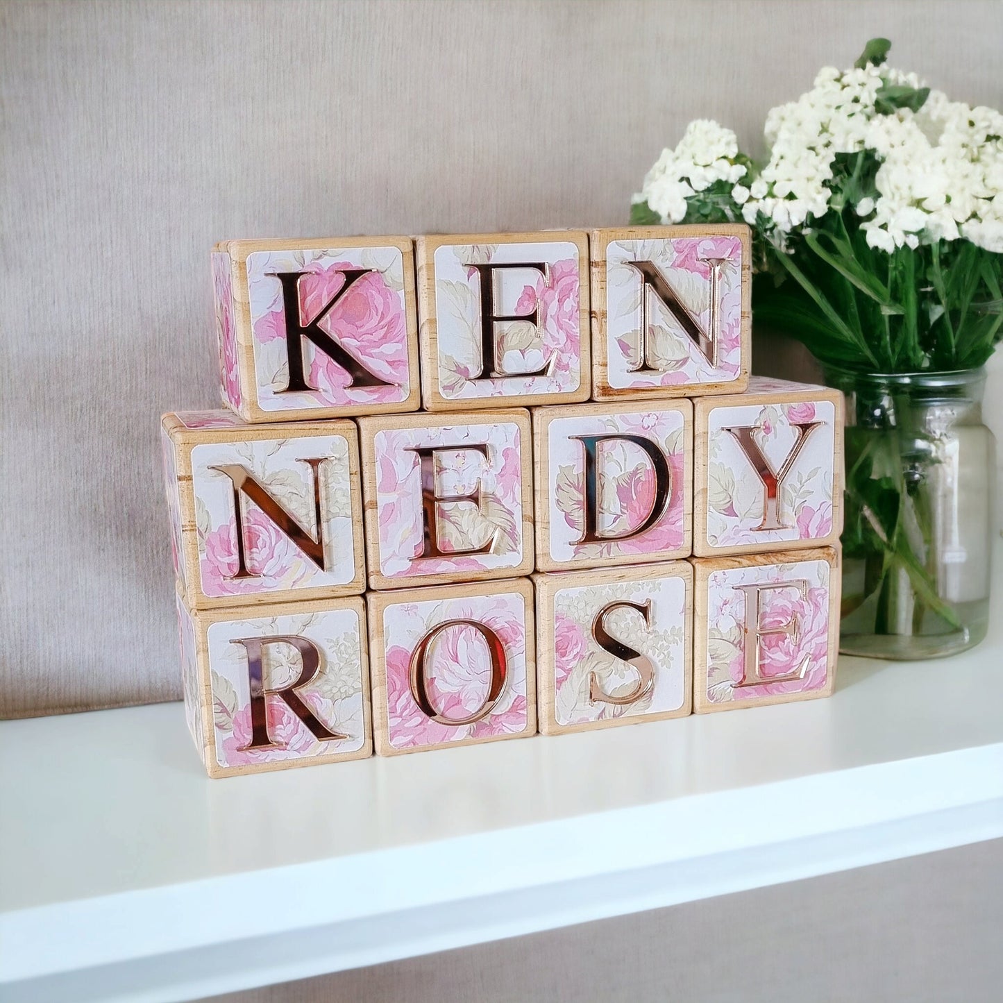 NAME BLOCKS - VINTAGE ROSES