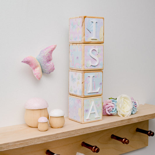 NAME BLOCKS - PASTEL BUTTERFLIES