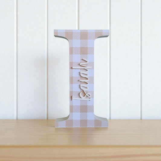 20cm FREESTANDING LETTER - DARK GINGHAM