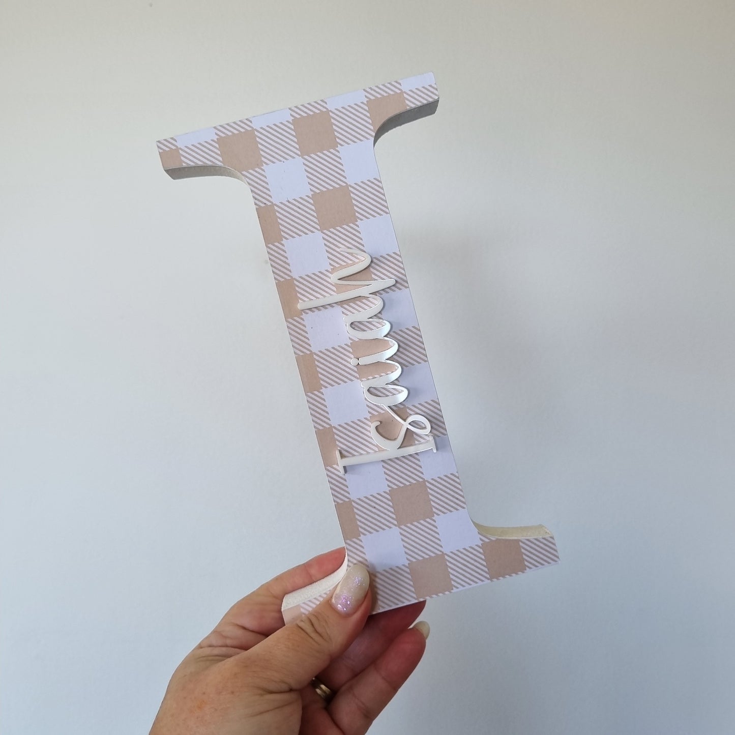 20cm FREESTANDING LETTER - DARK GINGHAM