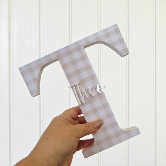 20cm FREESTANDING LETTER - GINGHAM LANE