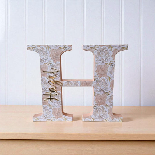 20cm FREESTANDING LETTER - SHIMMER ROSES