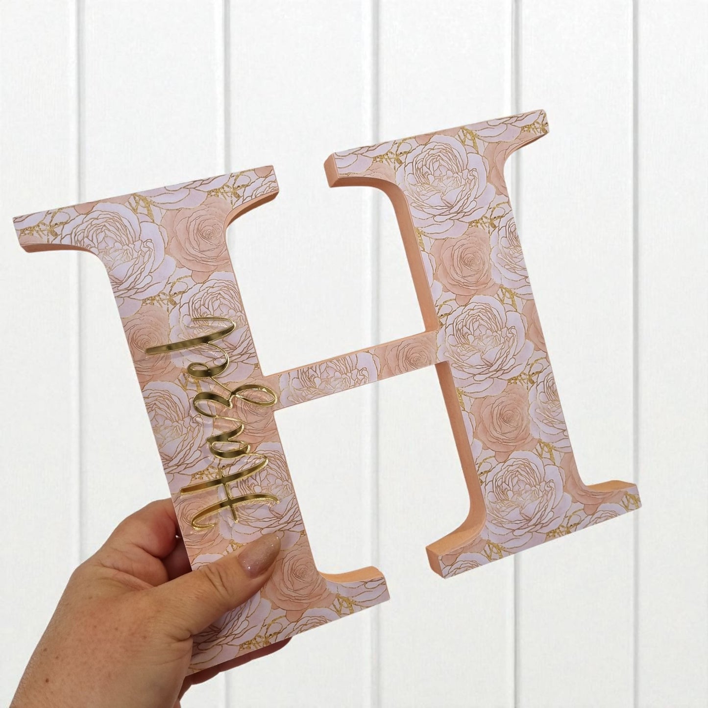 20cm FREESTANDING LETTER - SHIMMER ROSES