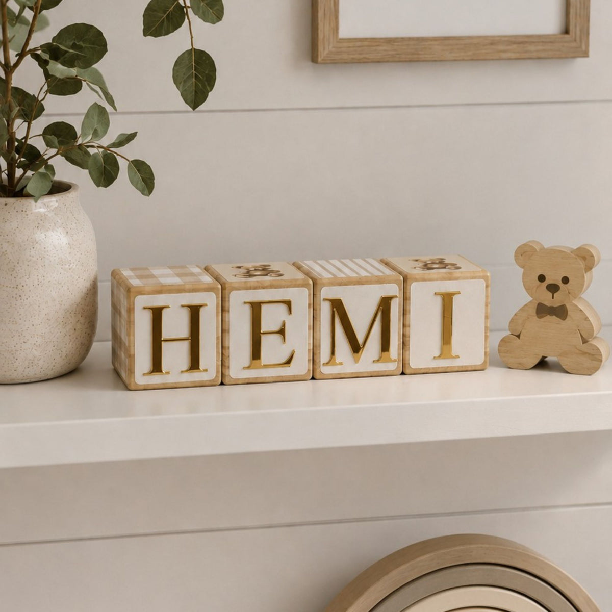 NAME BLOCKS - BEAR & BEIGE