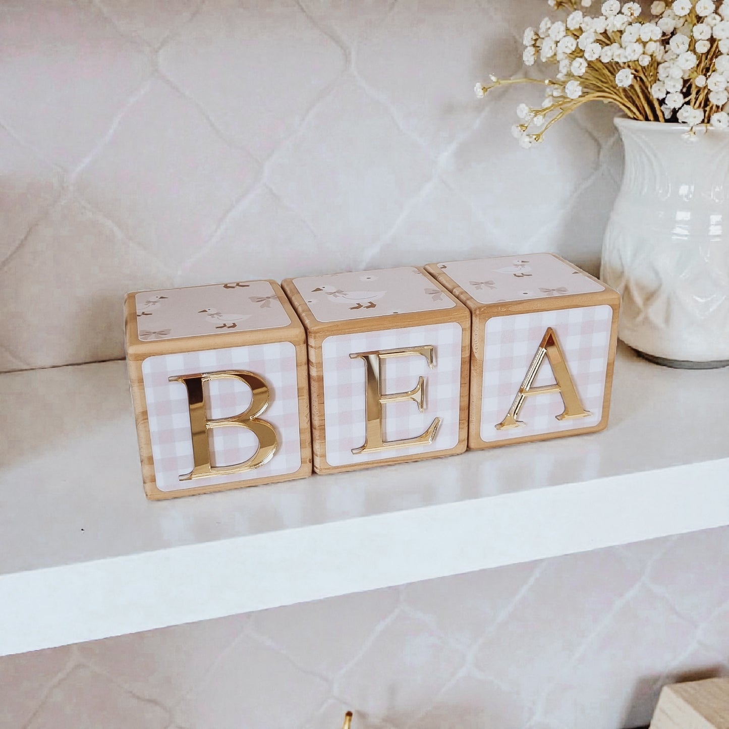 NAME BLOCKS - LITTLE GOOSE (PALE BLUSH)