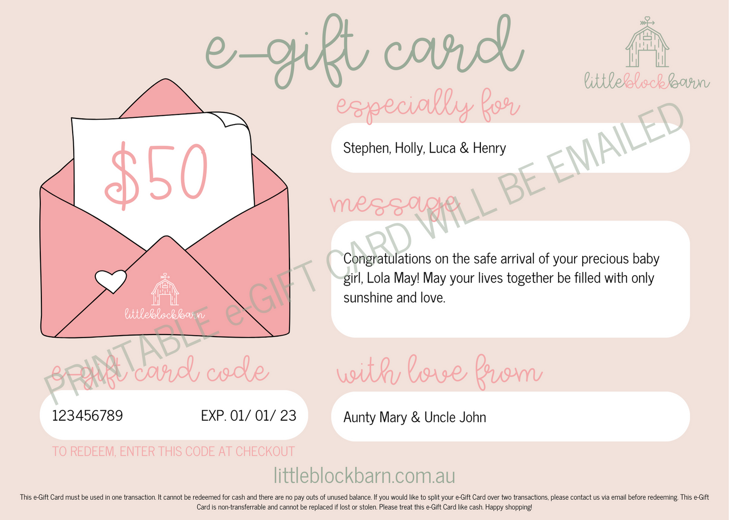 $50 e-GIFT CARD